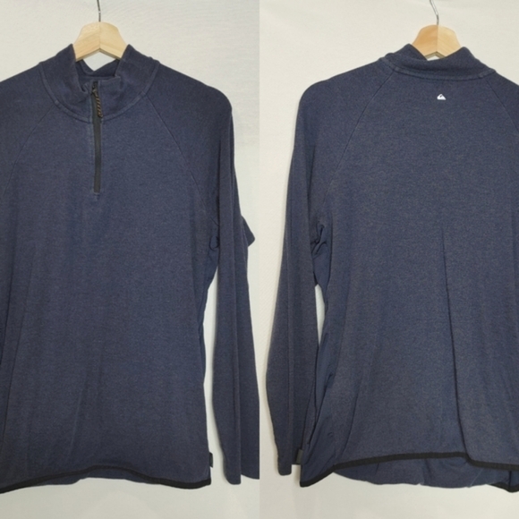 Quicksilver Waterman Sea Hound Mock Neck Half Zip Long‎ Sleeve Pullover Blue S - Picture 1 of 11